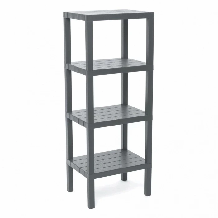 4 Raflı Gri Modüler Ünite Plastik 38x29x100 Cm (5148)