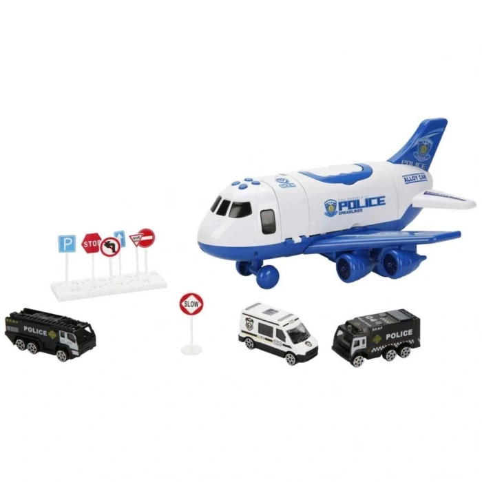 4347 Maxx Wheels Sesli ve Işıklı Sürtmeli Polis Uçağı -