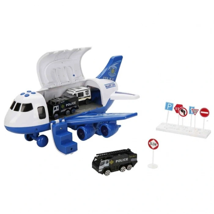 4347 Maxx Wheels Sesli ve Işıklı Sürtmeli Polis Uçağı -
