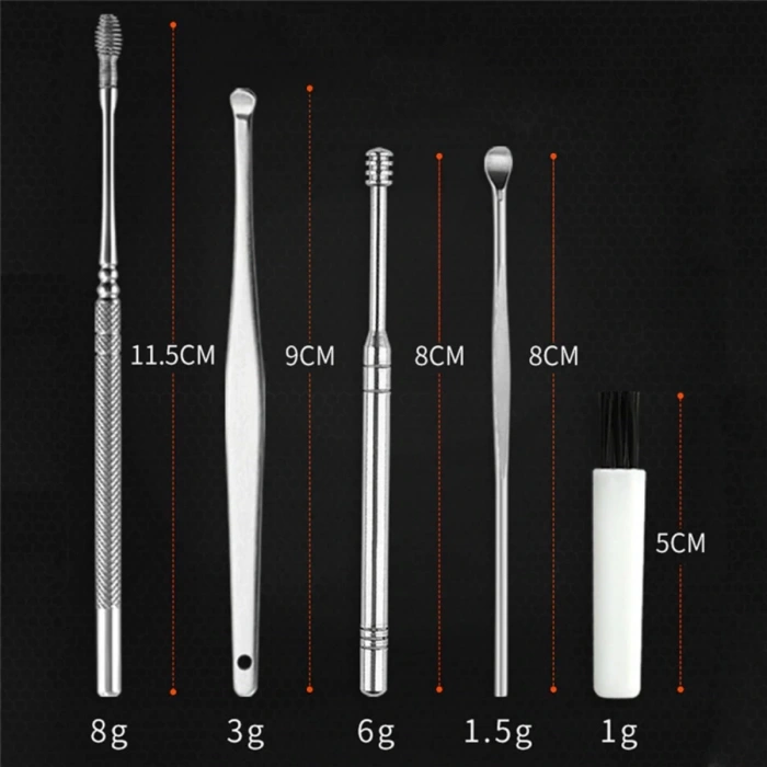 6 Parça Paslanmaz Çelik Kulak Balmumu Toplayıcı Çıkarıcı Temizleyici Bakımı Çubuk Seti (5148)