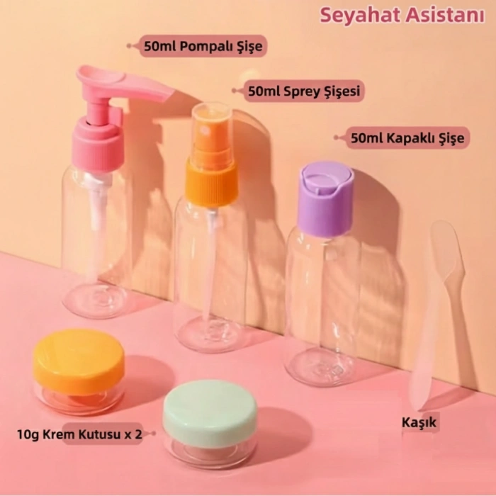 6 Parça Renkli Kapaklı Seyahat İçin Boş Şişe Seti