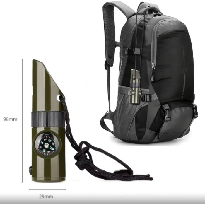 Timion 7si 1arada Acil Durum Düdüğü,el Feneri, Termometre,pusula,büyüteç,depolama Bölmeli Kampçı Düdüğü (5148)