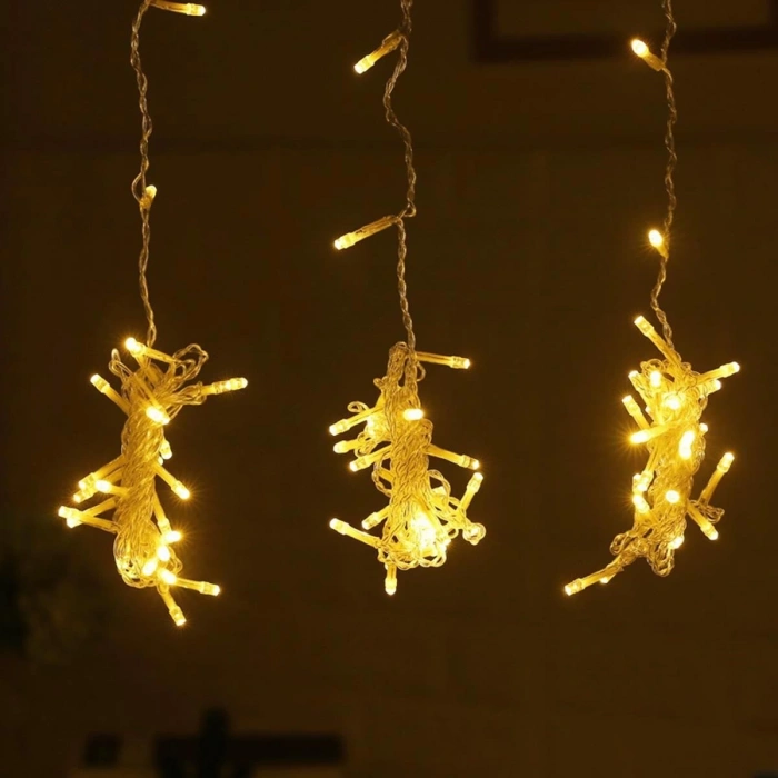 8 Fonksiyonlu 200 Led 10 Saçak Şerit Led 2x2 Perde İp Led (gün Işığı) (5148)