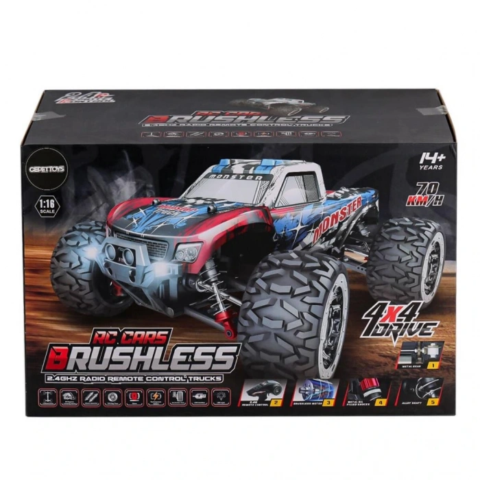 866-1602 Kumandalı 1:16 70 km/h Brusless Araba 4x4