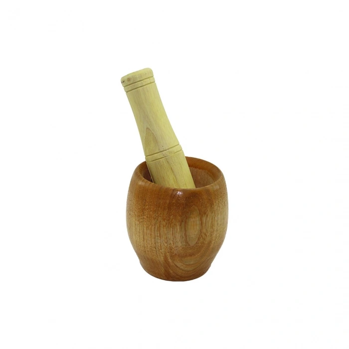 Ahşap Bambu Havan Sarımsak Dövecek Ç: 7cm--d: 5.8cm--y: 8.5cm  Fileli Ambalaj (5148)
