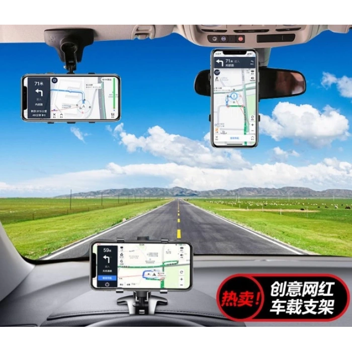 Araba Gösterge Üstüne Takılan 360 Oynar Başlıklı Telefon Tutucu (5148)