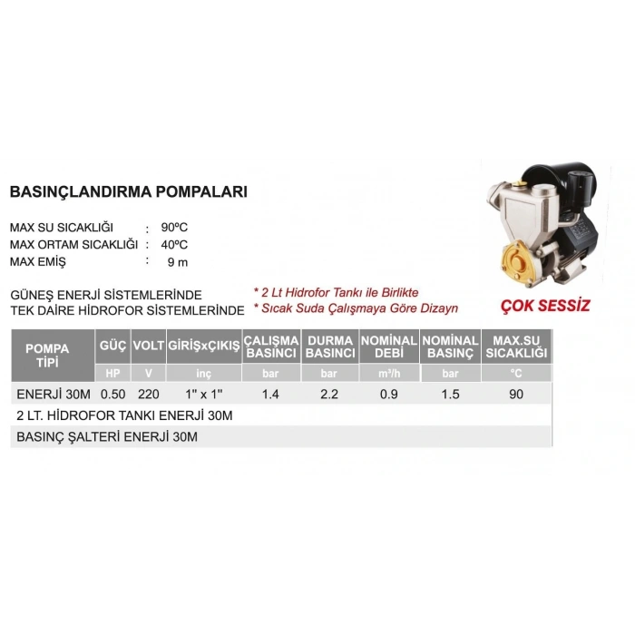 Timion Atlantis Enj40 Basınçlandırma Pompası Sıcak Su Uyumlu