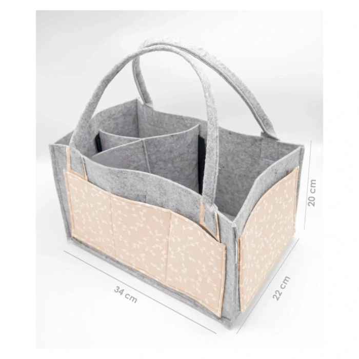 Timion  Keçe Anne Bebek Bakım Çantası 772 Somon Çiçek