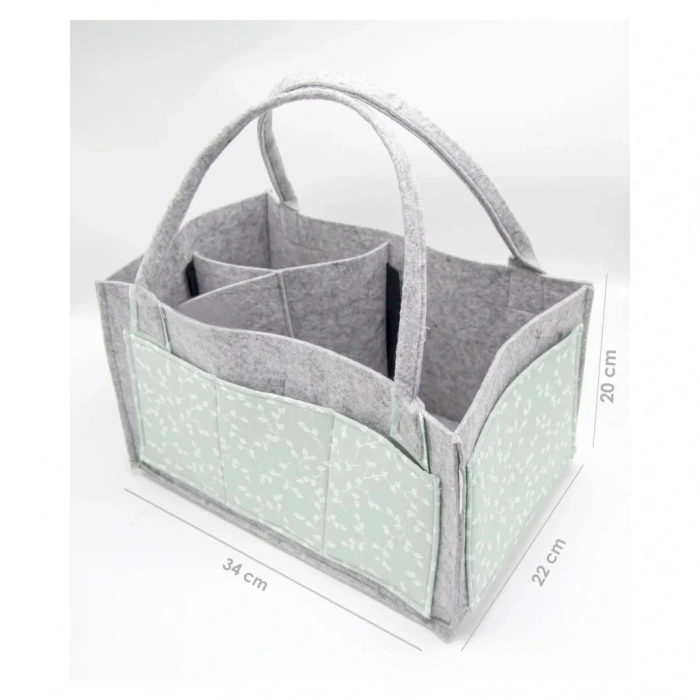 Timion  Keçe Anne Bebek Bakım Çantası 772 Yeşil Çiçek