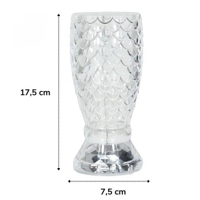 Balık Süzgeç Model Usb Şarjlı Kumandalı 16farklı Işık Modlu Masa Üstü Kristal Akrilik Led (5148)