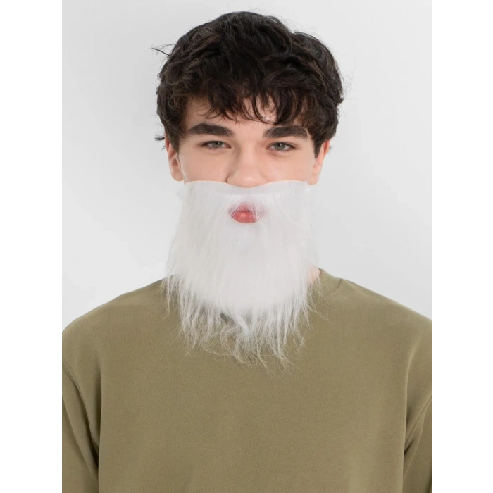 Timion Beyaz Kırçıllı Arkadan Lastikli Beyaz Takma Sakal Yetişkin Çocuk Uyumlu