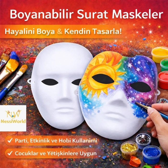 Timion Boyanabilir Surat Model Maske – Lastikli | Kendin Tasarla