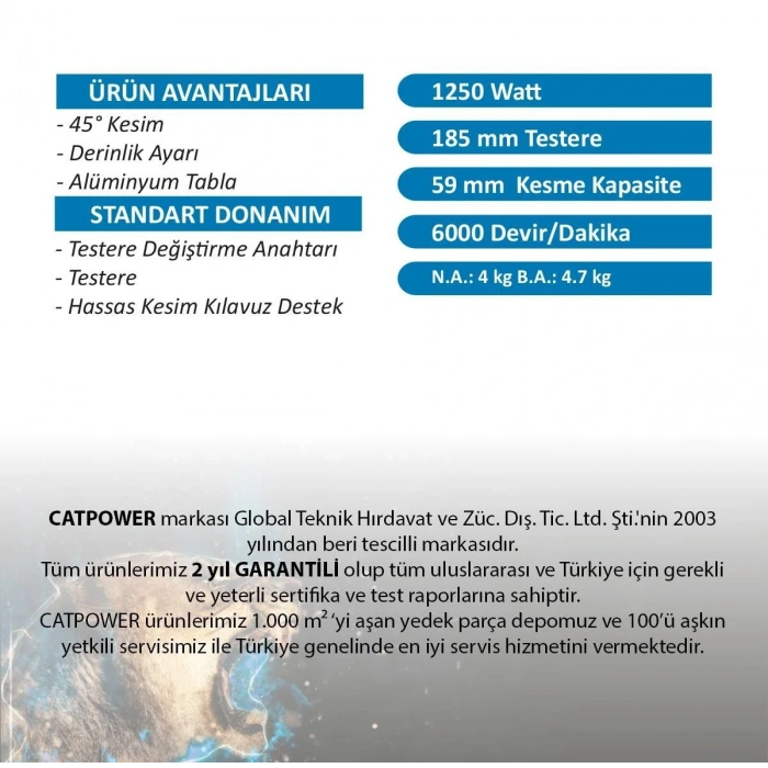 Timion Catpower 1207 Daire Testere 185 Mm 1250 Watt