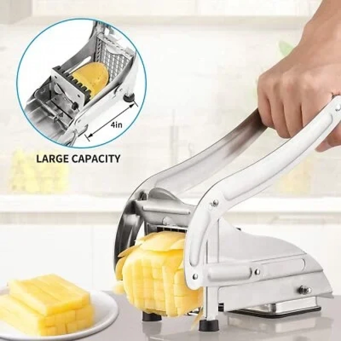 Çelik Patates Dilimleyici - Çok Fonksiyonlu Patates Dilimleyici, Sebze Doğrayıcı &amp; Rendeli Ayarlanabilir Bıçak İle Düzgün Dilimler (5148)