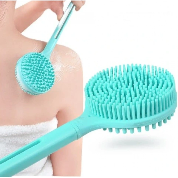 Timion Çift Taraflı Silikon Uzun Saplı  Banyo Fırçası Cm-331 (5148)