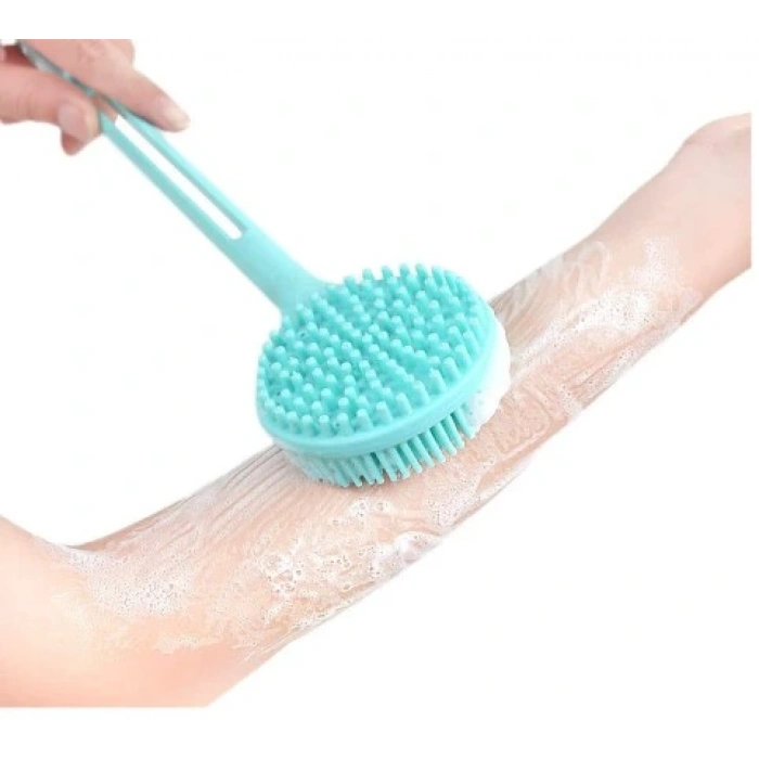 Timion Çift Taraflı Silikon Uzun Saplı  Banyo Fırçası Cm-331 (5148)