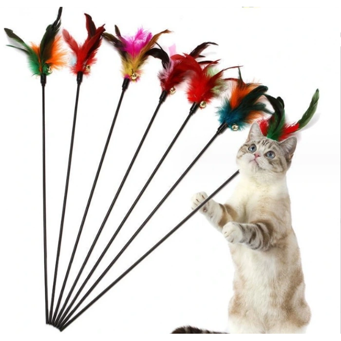 Çıngıraklı Tüylü Kedi Oyun Çubuğu
