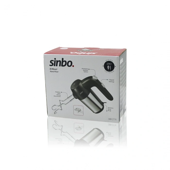 El Mikseri 2in1= Karışıtma - Çırpma Aparatı 5 Kademe Hız Ayarı Paslanmaz Çelik Gövde 200w Smx-2774 (5148)