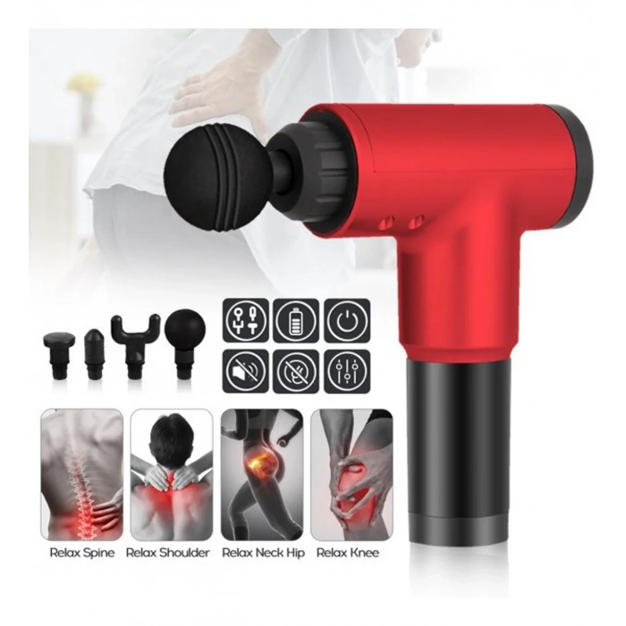 Fascial Gun RH-320 6 Kademe Hız Ayarlı, 4 Parça Başlıklı, Usb Şarjlı, Masaj Tabanca Aleti (5148)
