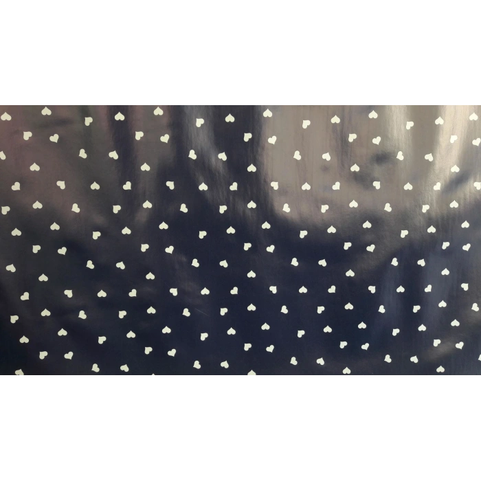 Timion Florista Beyaz Kalp Lacivert Masa Örtüsü 1 Metre