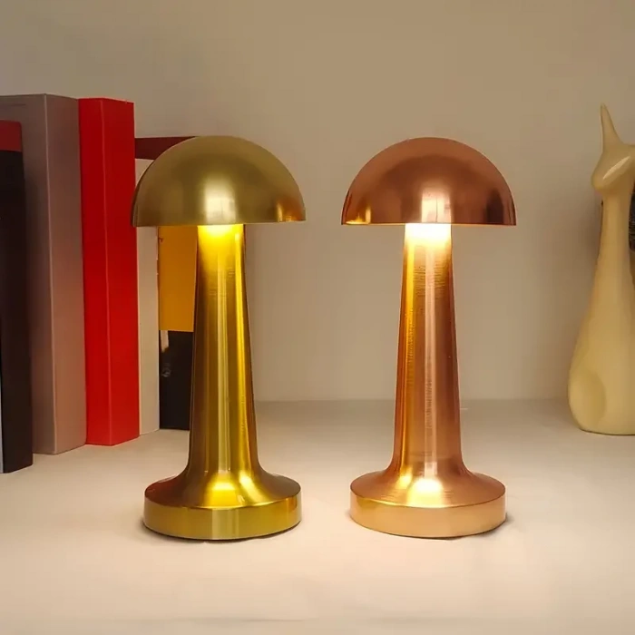 Forlife Dekoratif Şarjlı Led Mantar Masa Lambası Gold Fl-8055 (5148)