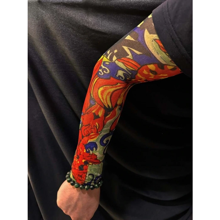 Giyilebilir Kol Dövmesi Çorap Dövme 3D Baskılı Kol Bacak Dövme 2 Adet Model 4