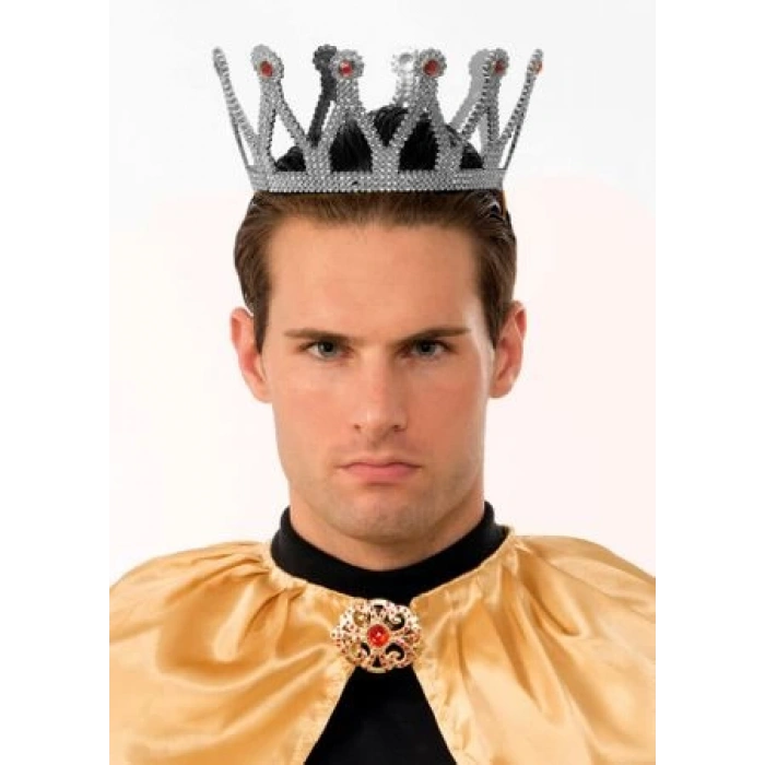 Gümüş Renk Çocuk ve Yetişkin Uyumlu Kral Tacı (5148)