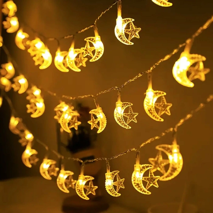 Gün Işığı - Ay-yıldız 3mt Pilli 2 Fonksiyonlu Peri Led - Dekor Lamba (5148)