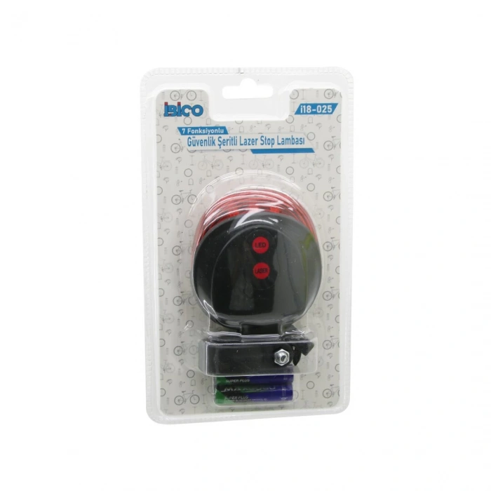Güvenlik Şeritli Lazer  Bisiklet  Stop Lambası   Pilli   7 Fonksiyonlu   Su Geçirmez (5148)