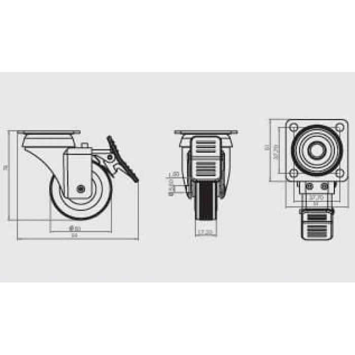 Timion Hts 334 50X20 Tablalı Döner Frenli Teker