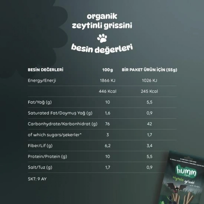 Timion Humm Organik Vegan Zeytinli Grissini 55 Gr