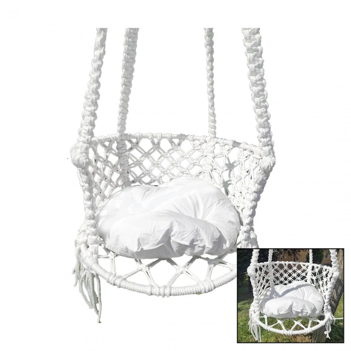 İpek Hamak Davul Salıncak  Minderli   Çap:60cm   150kg.taşıma Kapasitesi   1-asma Halatı - 1-çelik Dubel (5148)