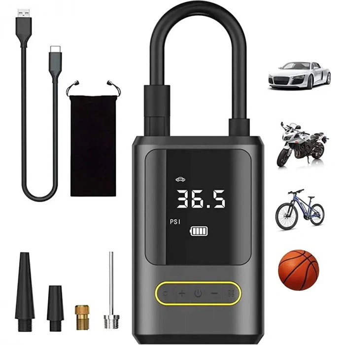 Kablosuz Oto Araç Mini 4000mAh 150 PSI Işıklı Oto Hava Kompresörü KA-760 (5148)