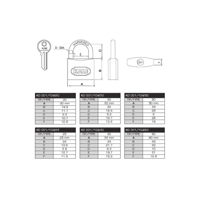Timion Kale 25 Mm Sarı Pirinç Asma Kilit Kd001/10225