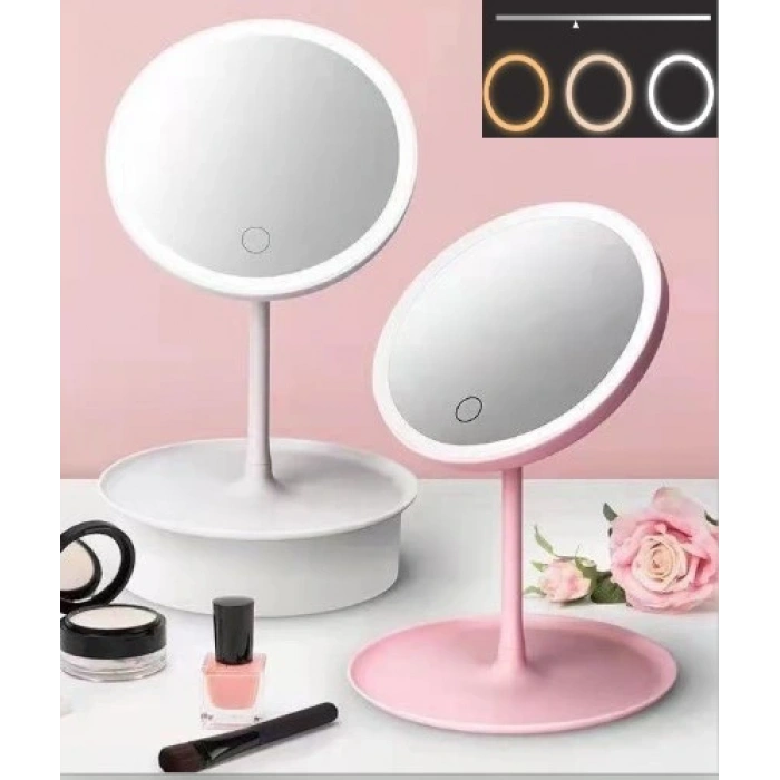 Timion Led Işıklı Dokunmatik Makyaj Aynası 3 Kademeli Işık Ayarlı (5148)