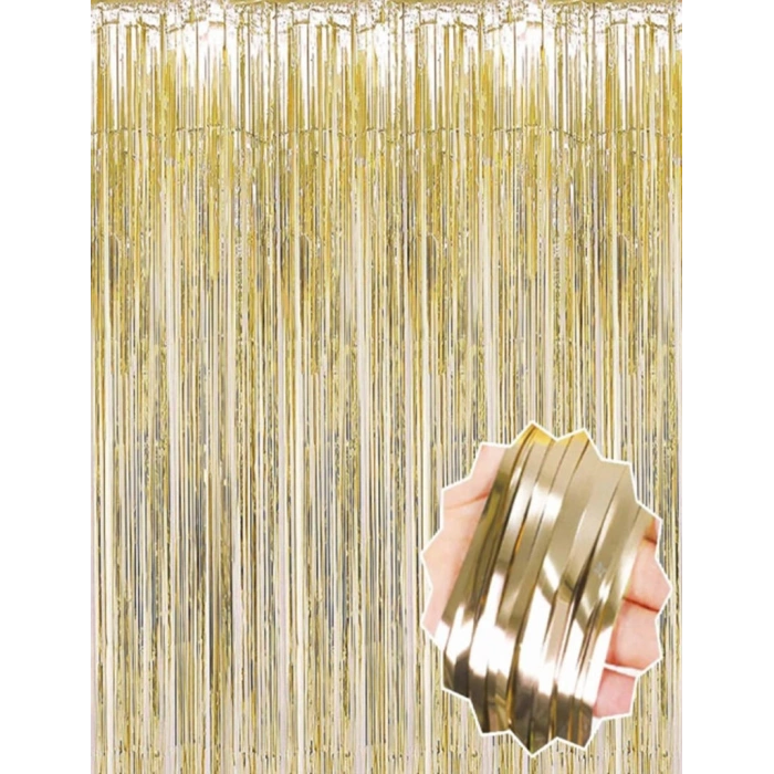 Mat Altın Püsküllü Kapı Perdesi - Parti, Bekarlığa Veda, Doğum Günü 1x2 m