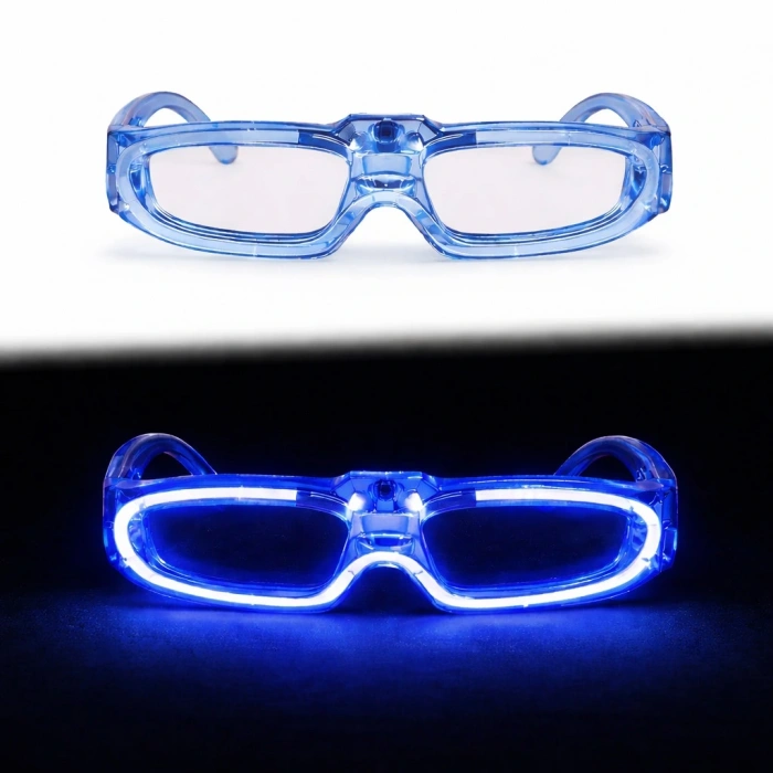 Mavi LED Işıklı Parti Gözlüğü 3 Modlu – Gece Eğlence Gözlüğü