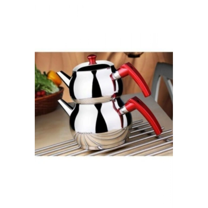 Mini 2lt Küçük Boy Küre Çelik Çaydanlık Seti - Üst: 0.75lt - Alt: 1.4lt (5148)