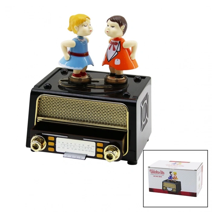 Müzikli  Dekoratif  Nostaljik Radyo - Dans Eden Çocuklar - Takı Kutusu (5148)