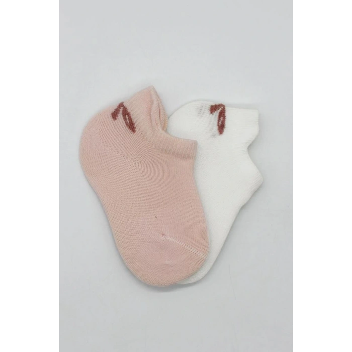 NessiWorld 2Li Sneakers Smile Penye Çorap BS20106 Pembe Ekru