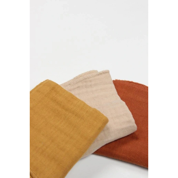 NessiWorld 6lı Müslin Mendil 20x20 cm 90106 Kiremit Bej Hardal