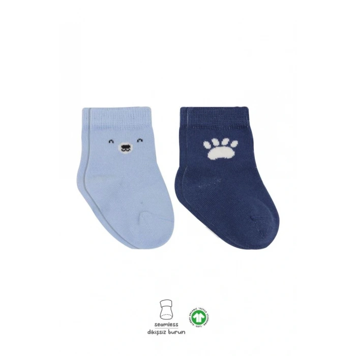 NessiWorld Bear Penye Soket Çorap 2Li BS10116 Mavi(ADET FİYATIDIR)
