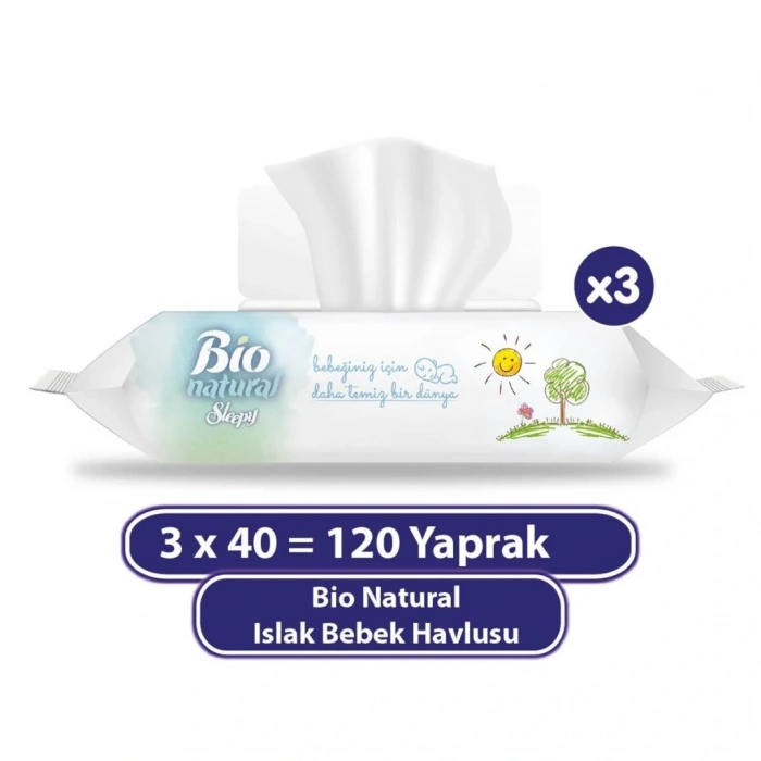 Bio Natural Islak Havlu Mendil 3x40 120 Yaprak