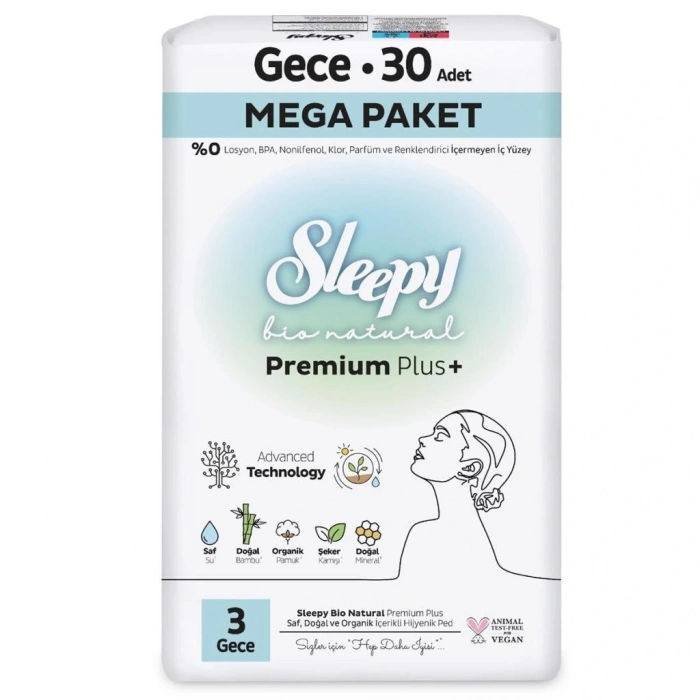 Timion Bio Natural Premium Plus Mega Gece Ped 30 Adet