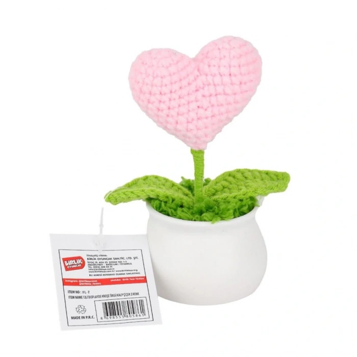 NessiWorld FL-7 12Lİ Kroşe Örgü Saksıda Kalp -Birliktoys