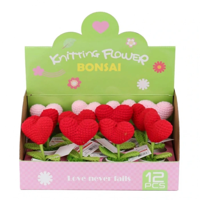 NessiWorld FL-7 12Lİ Kroşe Örgü Saksıda Kalp -Birliktoys