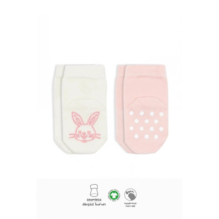 NessiWorld Hayvan Figürlü Kaymaz Soket Çorap 2Li BS10104 Pembe Ekru(ADET FİYATIDIR)
