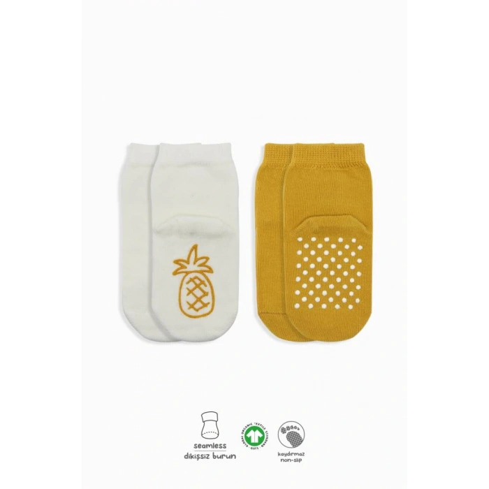 NessiWorld Meyve Figürlü Kaymaz Soket Çorap 2Li BS10105 Ekru Hardal(ADET FİYATIDIR)