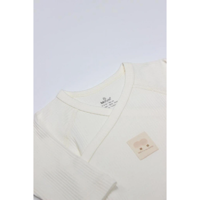 NessiWorld Organic Modal Flying Balloons Kruvaze Uzun Kol Body BS17121 Ekru