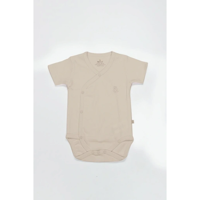 NessiWorld Organik Natural Basic Style Kruvaze Yarım Kol Body BS17101 Bej